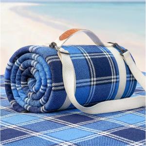 Waterproof Beach Blanket Picnic Outdoor Camp Mat Towel Family Beach Trip Essentials Summer Vacation Must Have Travel Accessories Lake Day Necessities Stuff Thing Need Gear Gift Supplies Item Gadget, 6'8" x 6'8" (Square)
