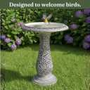 Bird Bath for Outside 23 Inch Speckled White - Stone-Resin Composite Pedestal Birdbath Bowl - Decorative Standing Outdoor Garden Decor for Front Porch Patio Yard Backyard Lawn Ornament
