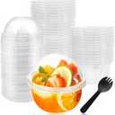Panxxsen 50 Pack Clear Plastic Cups with Dome Lids,8oz Parfait Cups with No Holes,Disposable Crystal PET Dessert Cup for Fruit,Ice Cream,Cupcake,Cold Drinks