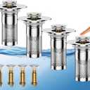 Bathroom Sink Drain Strainer,Universal Pop-Up Sink Stopper Hair Catcher, Stainless Steel Anti-Clog Drain Filter Basket, Removable Sink Drain for Bathroom Sink Stopper Replacement (Silver-4pcs)