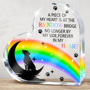 Pet Loss Sympathy Gift - Pet Memorial Gifts - Rainbow Bridge Decorations Condolences Gifts for Pet Loss Remembrance Acrylic Keepsake, Pet Remembrance Gifts with Sympathy(heart