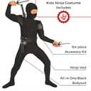 Morph Ninja Costume Kids, Ninja Costume with Accessories, Ninjas Costumes Boys, Halloween Costumes for Boys M