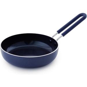 Blue Diamond Mini Egg Frying Pan Skillet, Diamond Infused Healthy Ceramic Nonstick, PFAS and PFOA-Free, Dishwasher and Oven Safe, Even Heating, Metal Utensil Safe, Warp Control Base, Blue 6pc
