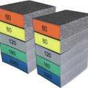 10-Pack Sanding Sponge, Five Grits Per Pack (60/80/120/180/220), Washable & Reusable Sanding Block for Wood, Drywall, Metal, and Glazing, Ergonomic Hand Sanding Tool