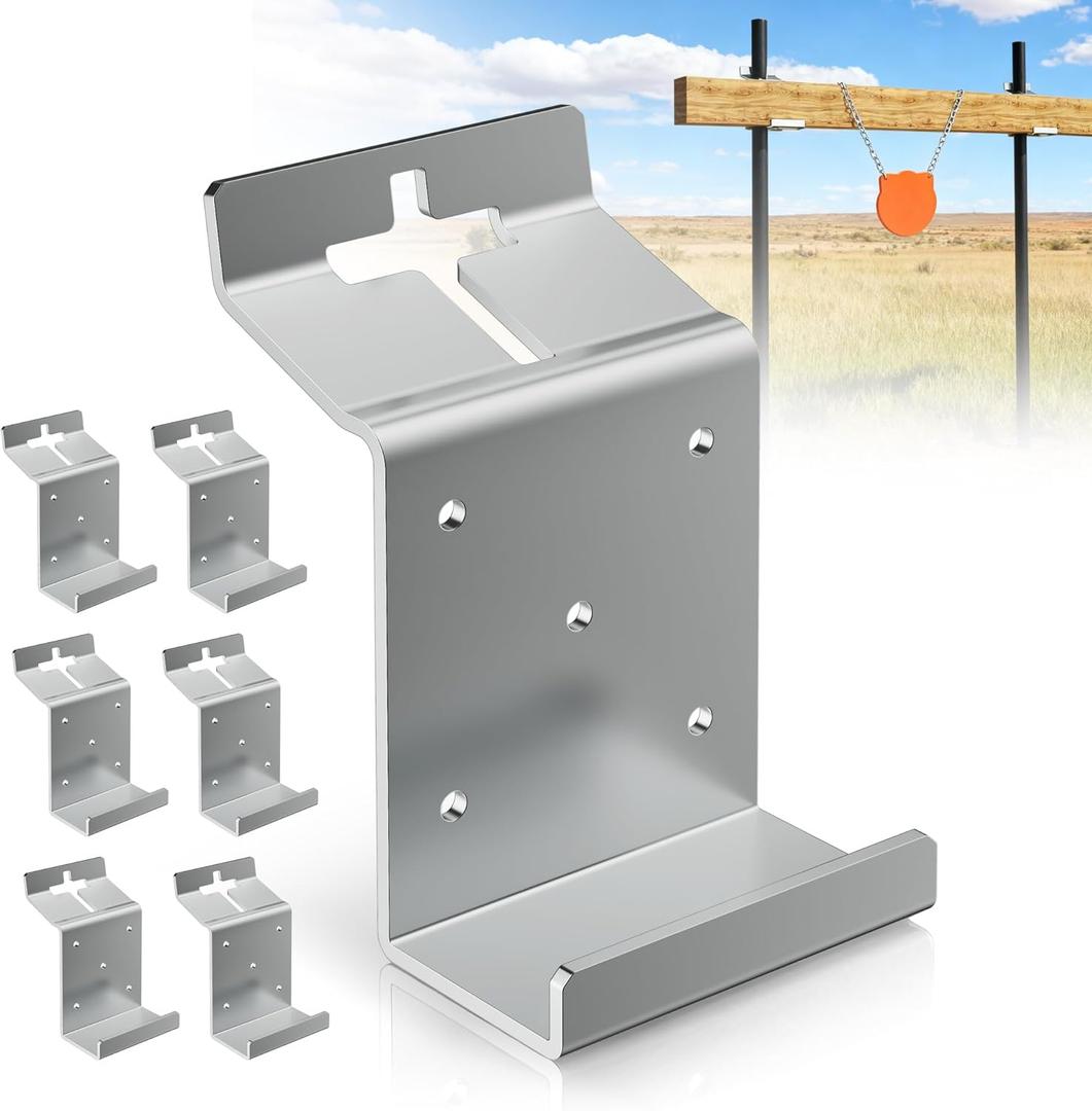 6 PCS T Post Bracket,T Post Target Hanger for AR500 Steel Targets,Vertical T Post Mounting Bracket, T Post Camera Mount,Steel Target Hangers for 2X4 Wood Board Outdoor Shooting