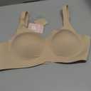 PoseFree Womens Seamless Wireless Supportive Bra Push Up Comfort Soft No Underwire Full Coverage T-Shirt Bra, Large