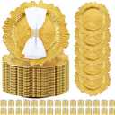 Widecook 50 Sets Gold Reef Charger Plates Bulk with Napkin Rings Include 13" Round Chargers for Dinner Plates and Mesh Diamonds Napkin Rings for Table Setting, Wedding Party