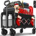 Wagons Carts Foldable Collapsible Wagon with Wheels  Folding Utility Wagon Cart Portable for Camping,Sports,Groceries,Apartment & Travel | Collapsible Wagon for Storage & Shopping,360lbs,Black