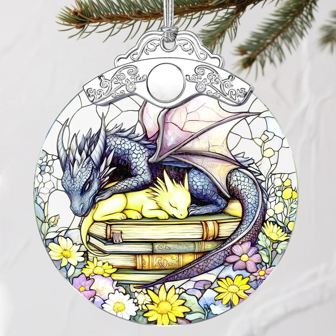 Stained Glass Dragon Ornament: Christmas Decorations, Ornaments for Christmas Tree & Holiday Ornaments  Holiday Presents, Gift Exchange Ideas & Elegant Keepsake Gift for Family, Coworkers & Friends