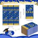 2 x Supervitae 100pcs 2026 Graduation Paper Napkins Congrats Grad Disposable Cocktail Napkins for High School University College Graduation Party Lunch Dinner Decoration Supplies (Blue,Gold)