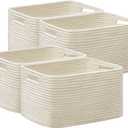 UBBCARE 4 Pack Storage Basket for Shelves, Woven Baskets for Organizing, Durable Organizer Baskets Storage Bins for Bookshelf, Toys, Towels, Clothes, 13''Lx9''Wx7.5''H, Beige