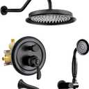 Antique Shower System with Tub Spout: 9 inch Vintage Rain Shower Faucet, Wall Mount Rainfall Head and Handheld Spray, 3 Way Diverter Brass Valve with Trim Kit, Oil Rubbed Bronze