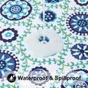 Smiry Round Picnic Tablecloth, Waterproof Elastic Fitted Table Covers for 45" - 56" Tables, Wipeable Flannel Backed Vinyl Tablecloths for Camping, Indoor, Outdoor, Navy & Green