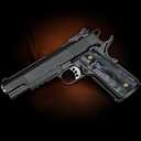 Cool Hand 1911 Magwell Grips, Full Size Government Commander, High Polished Synthetic Black/White Pearl, Gold Screws Included, Ambi Safety Cut