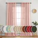 MIULEE Blush Pink Linen Curtains 108 Inches Long 2 Panels for Girls Bedroom Nursery, Soft Thick Linen Textured Window Drapes Semi Sheer Light Filtering Back Tab for Kids Living Room Light Pink Decor, 52"W x 108"L