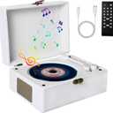 Portable CD Player for HomeRetro Suitcase CD Player with Bluetooth 5.0,HI-FI Speakers Rechargeable Desktop CD Player for Gifts