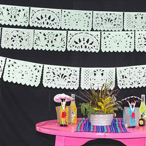 Papel Picado Banners, Fiesta Party Decorations, Over 55 Feet Long, Fiesta Banner, Cinco de Mayo Decoration, SB3, Lime Green