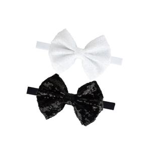 Baby Christmas Sequins Headband Bow Red Green Glitter Sequins Bow Christmas Hair Band Bow BHC03 (Set-C)