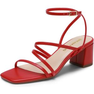 DREAM PAIRS Womens Block Heels 2 inch Strappy Square Toe Dressy Chunky Low Heeled Sandals for Party Wedding Evening 6