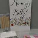 Sabary 64 Pcs Baby Shower Games Include How Big is Mommy's Belly Sign Measure Bump Game 50 Cards 10 Pencils 3 Measuring Tapes for Baby Shower Gender Reveal Party Supplies(Wildflower)