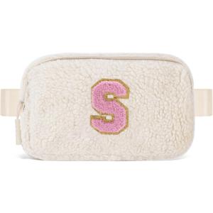 2 x Uygafly Birthday Graduation Gifts for 5 6 7 8 9 10 11 12 13 14 15 16 Year Old Girl,Initials Fanny Pack Crossbody Bag for Girls Kids,Trendy Cute Purse Stuff - S,Cream