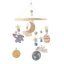 Space Nursery Mobile - Wooden Baby Mobile - Solar System Crib Mobile Astronaut Space Theme Nursery Bed Decoration, Gift for Newborn (Blue)