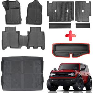 Mabett Interior Cover Mats for Ford Bronco Accessories 4-Door 2021 2022 2023 2024 2025 Floor Mats Rear Seat Back Cover and Cargo Liners with Trunk Lower Storage MatNot fit Bronco Sport