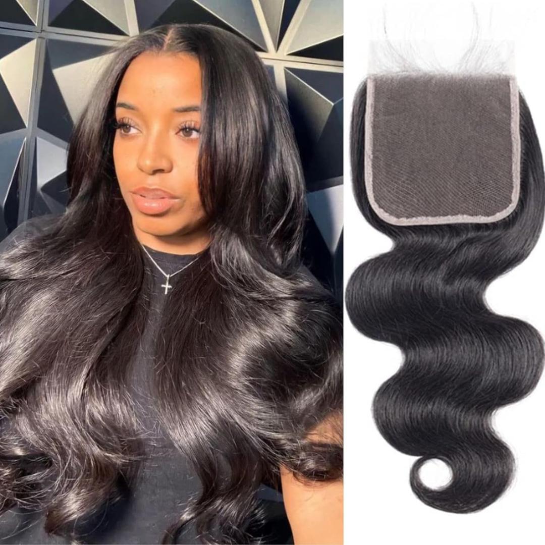 5x5 Hd Lace Closure Human Hair Body Wave Hair For Black Women 5x5 Lace Frontal Closure 12A Virgin Remy Human Hair Hd Closure Pre Plucked Human Hair Extension Natural Black 18 Inch