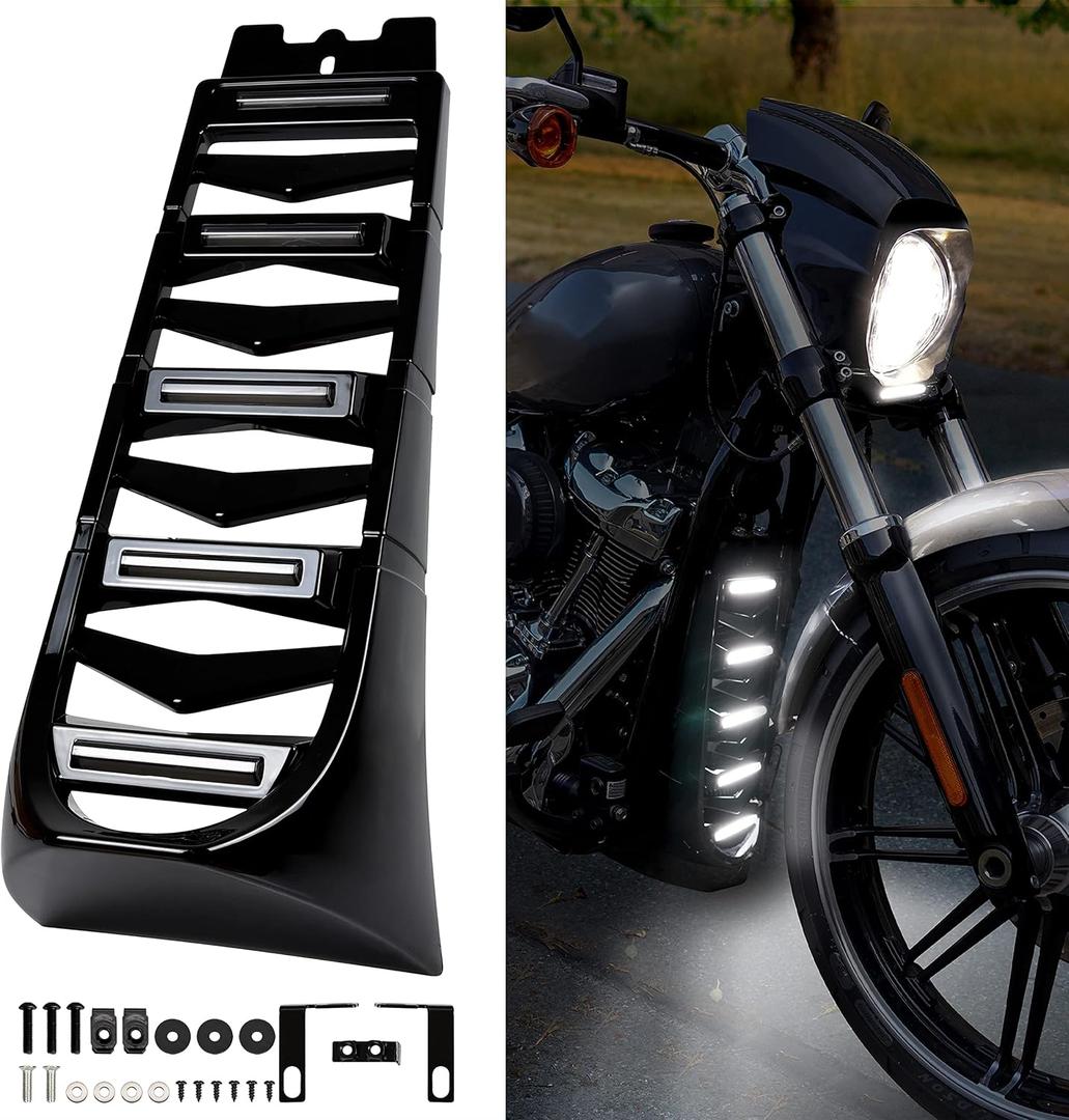 Motorcycle Front Chin Fairing Spoiler Assembly for Harley Davidson Softail Breakout, Front Lower Radiator Cover for Harley Davidson Softail Breakout Street Bob Fat Bob 2018-2024 Accessories