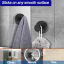 Bntuk Suction Cup Hooks for Shower, Removable Towel Hooks for Bathroom Window Glass Door Wall, Bath Robe Loofah Wreath Hook for Hanging - 2 Pack, Black