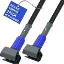 2 Pack Mop Handle Commercial Heavy Duty, 57.5 inches Long Industrial String Mop Stick Replacement Pole with Upgraded Jaw Clamp for for Floor Cleaning (Blue)