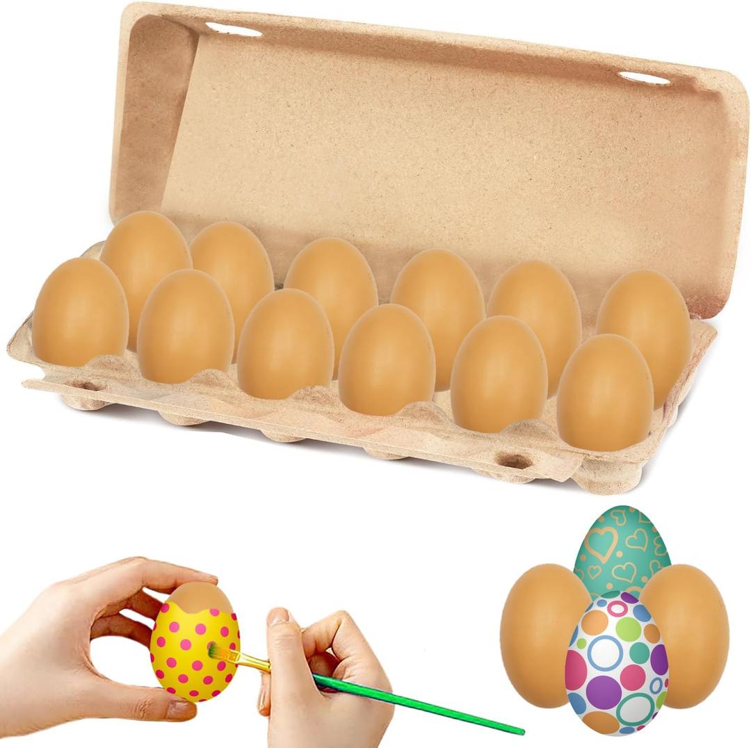 Smooth Brown Wooden Easter Eggs, Perfect for Easter Crafts, Dcor and Egg Hunts, 2.3" Inches (24-Pack)