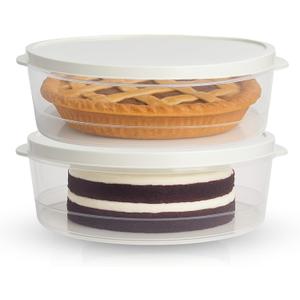 Evelots 2-Pack 10-Inch Airtight Food Storage Container with Lid - Portable Carrier for Pies, Cakes, Cupcakes & More - BPA-Free Clear Plastic - Secure & Easy Transport