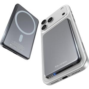 [0.3" Ultra Slim] [Alloy-Made] ULiXWH for Magsafe Portable Charger for iPhone, 2025 Upgrade 5000mAh Fast Charging Magnetic Power Bank, Wireless Battery Pack for iPhone 17 Air 16 15 Pro Max 14 13, Grey