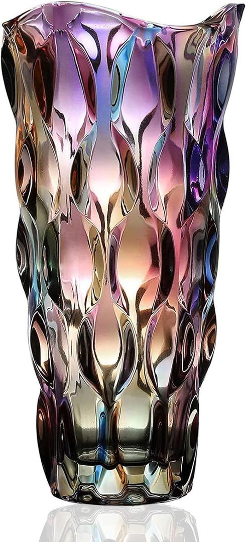 CEMABT Glass Vases for FlowersThickened 3.4 lb Morden vases for Tables Centerpieces, vase for Home Decor, Crystal,Colorful and Clear Rose Large Vases Christmas Day Gifts(Heavy Duty)