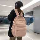 2 x Preppy Backpack for Women Teen Girls Boys Large Laptop Bookbag Casual College Daypack Cute Aesthetic School Supplies (Pink)