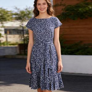 Dresses for Women Casual Summer Tshirt Dresses Short Sleeve Pleated Fashion Beach Vacation Sundresses (M)