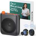Moman Voice Amplifier with 2 Wireless Lavalier Microphone, Zero Whistling Low Latency Portable Speaker and Microphone, PA System with Wireless Mic for Teachers Classroom Yoga Tour Guide Meeting (Black)