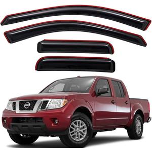 Lightronic Extra Durable Clip-on in-Channel Auto Vent Window Visor, Fits 2005-2020 Nissan Frontier Crew Cab, UV Protection Rain Guard, Original Wind Deflector, No-Drill Install, Dark Smoke, 4-Pcs