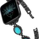 Moolia Turquoise Stone Bracelet Compatible with Apple Watch Band 42/41/40/38/46/45/44/49mm Women Metal Handmade Adjustable Replacement for iWatch Series 11 10 9 8 7 6 5 4 3 2 1 SE/Ultra1/2/3