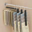 4 Pack Pants Hangers Space Saving - Closet Organizer and Storage Jean Hangers, Stainless Steel Clothes Hanger Scarf Holder for Pants Jeans Leggings Trousers Pant Rack, Black