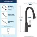 Moen Riley Matte Black Motionsense Wave Sensor Touchless One Handle Pulldown Kitchen Faucet Featuring Power Clean, 7402EWBL