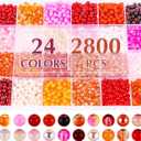 XSEINO About 2800 PCS 4mm Glass Beads Bracelet Making Kit,24 Assorted Red Elegant Series Colorful Crystal Beads for Bracelet and Jewelry Making and DIY Crafts, Friendship Bracelets (Red Pink Series)