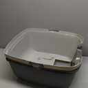 Amazon Basics Large Cat Litter Box with High Sides, Open Top, Includes Scoop, 19 x 15 x 11.75 inches, Grey/Beige