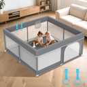 50x50 Small Baby Playpen - Full Cover Anti-Collision Grey Playard for Babies and Toddlers Space-Saving Safety Play Yard Indoor Activity Center for Apartments Gray