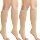 +MD 2 Pairs 20-30 mmHg Compression Socks for Women & Men, Knee High Open Toe Stockings, Graduated Support & Comfort Hose, XL