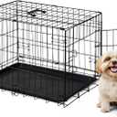 DUMOS Dog Crate, 30 Inch Medium Size Single Door Dog Cage with Plastic Leak-Proof Pan Tray, Folding Small Metal Wire Pet Kennel for Indoor, Outdoor, Travel