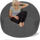 Chill Sack 5' Bean Bag Chair Cover Only Soft Microfiber Replacement Cover for Giant Pouf, Cozy Furniture for Living Room, Dorm & Kids' Rooms, Add Your Own Filling, Durable Cover, Pebble 5 Ft - Gray