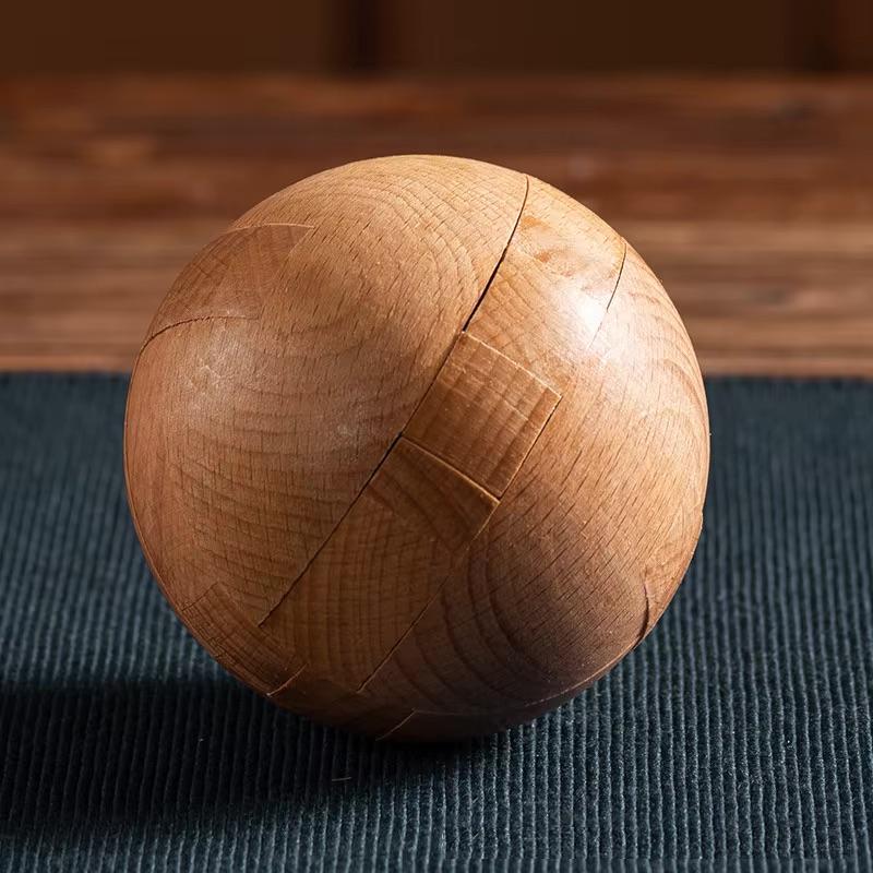 WE Games Solid Wood 3D Sphere Puzzle, Brain Teaser Ball Puzzle, Wooden Interlocking Puzzle Game