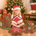 4 Pcs Christmas Plush Throw Pillow Xmas Gingerbread Man Snowflake Gingerbread House Throw Pillow Cute Christmas Decorations Cushion for Xmas Winter Holiday Party Couch Sofa Bedroom (Red)